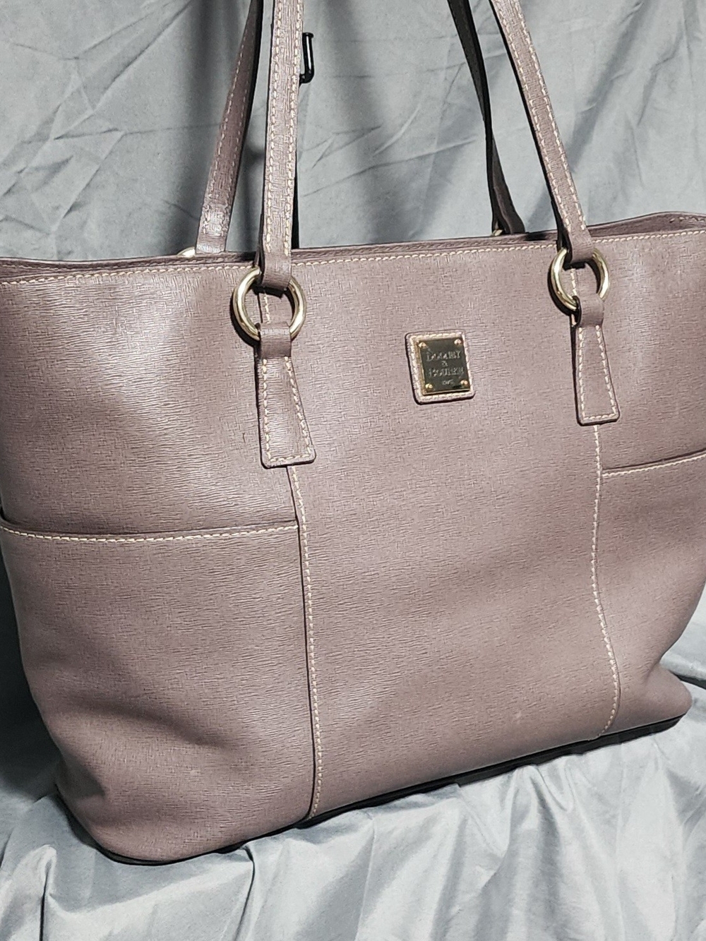Dooney & Bourke Taupe Grey Large Leather Tote Shoulderbag Purse